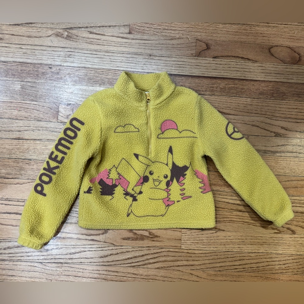 Pokemon Pikachu Half Zip-Up Fleece Graphic Pullover Sweatshirt Girls Small 6/7